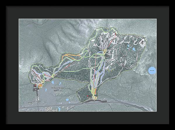 Mt Hood Skibowl Ski Trail Map - Framed Print - Powderaddicts