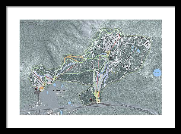 Mt Hood Skibowl Ski Trail Map - Framed Print - Powderaddicts