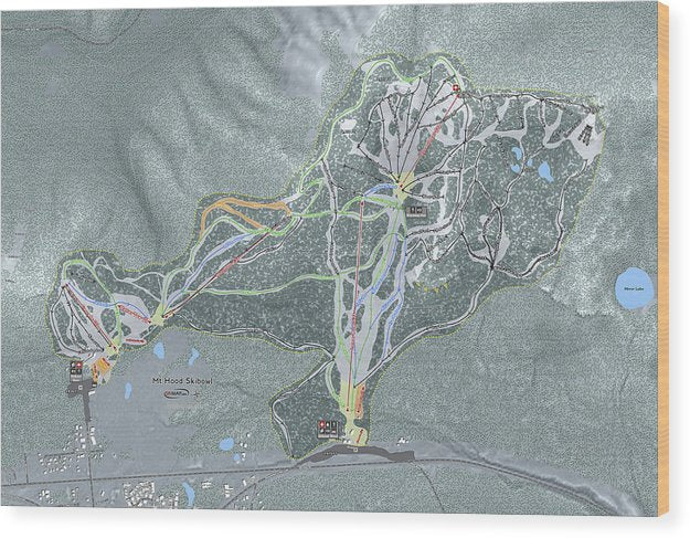 Mt Hood Skibowl Ski Trail Map - Wood Print - Powderaddicts