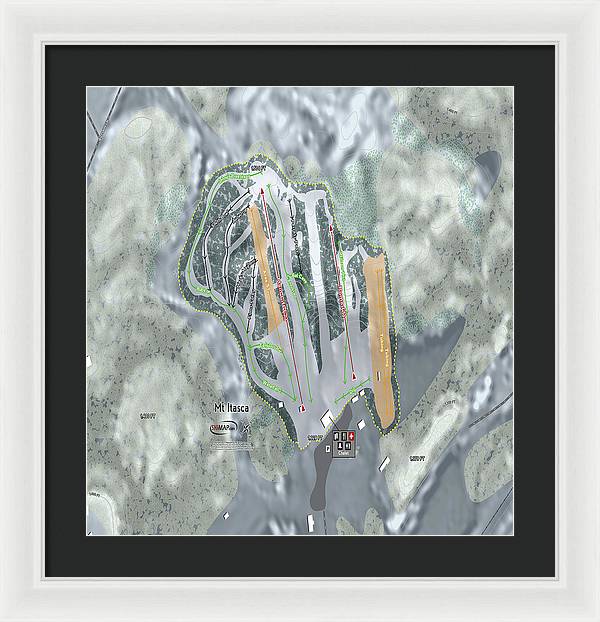 Mt Itasca Ski Trail Map - Framed Print - Powderaddicts