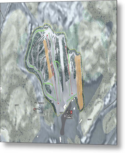 Mt Itasca Ski Trail Map - Metal Print - Powderaddicts