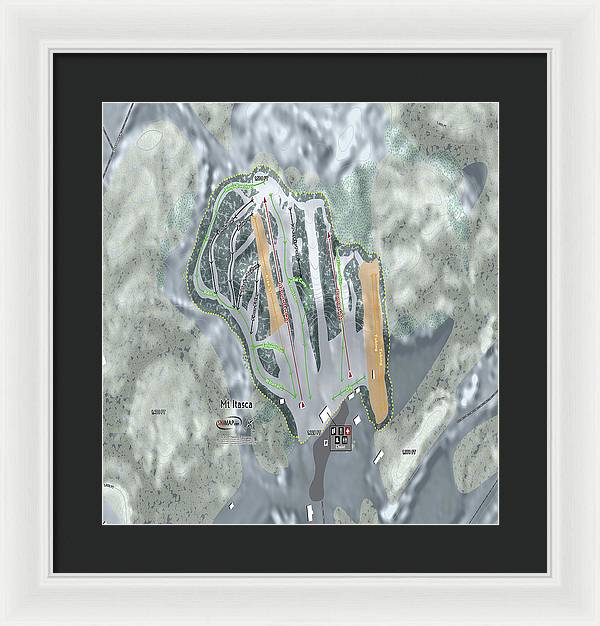 Mt Itasca Ski Trail Map - Framed Print - Powderaddicts