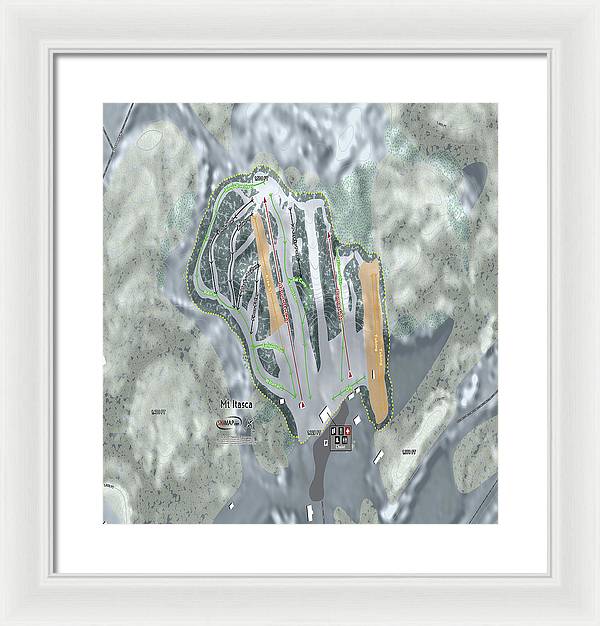 Mt Itasca Ski Trail Map - Framed Print - Powderaddicts
