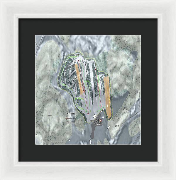 Mt Itasca Ski Trail Map - Framed Print - Powderaddicts
