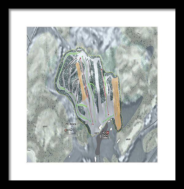 Mt Itasca Ski Trail Map - Framed Print - Powderaddicts