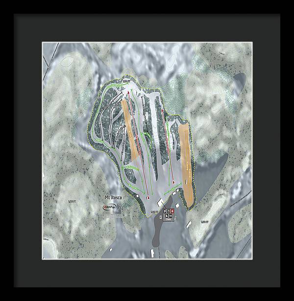 Mt Itasca Ski Trail Map - Framed Print - Powderaddicts