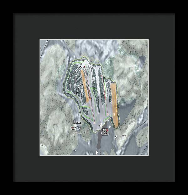 Mt Itasca Ski Trail Map - Framed Print - Powderaddicts