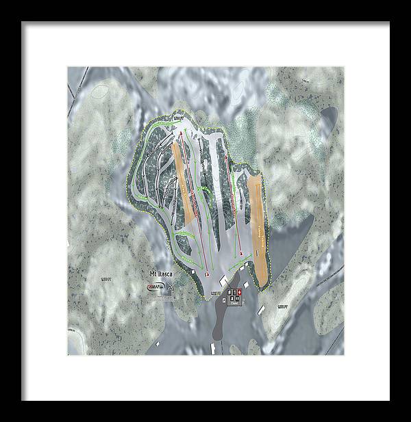 Mt Itasca Ski Trail Map - Framed Print - Powderaddicts