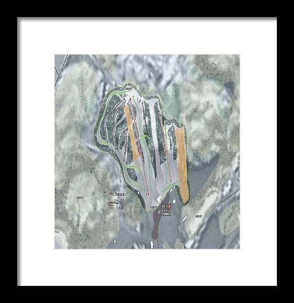 Mt Itasca Ski Trail Map - Framed Print - Powderaddicts