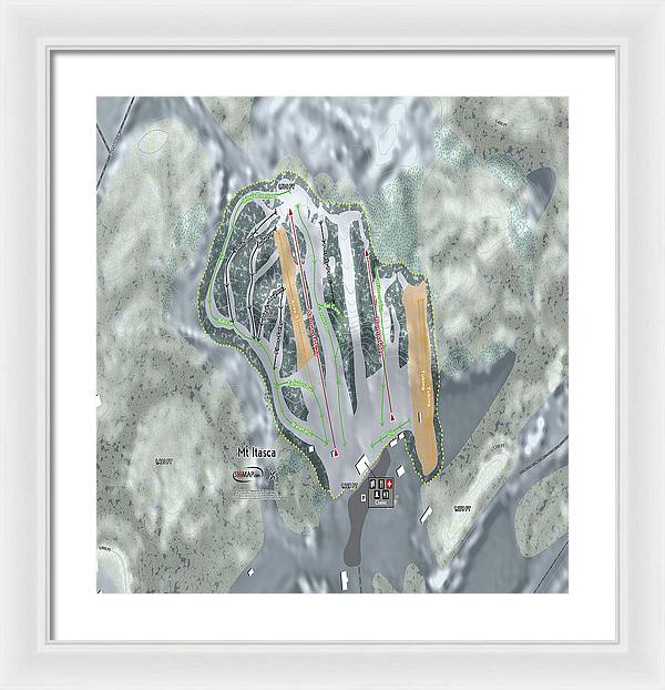 Mt Itasca Ski Trail Map - Framed Print - Powderaddicts