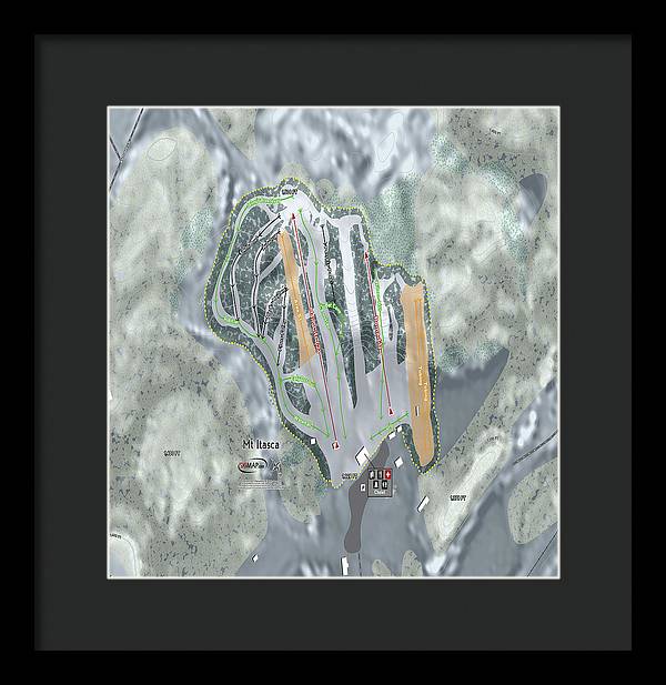 Mt Itasca Ski Trail Map - Framed Print - Powderaddicts