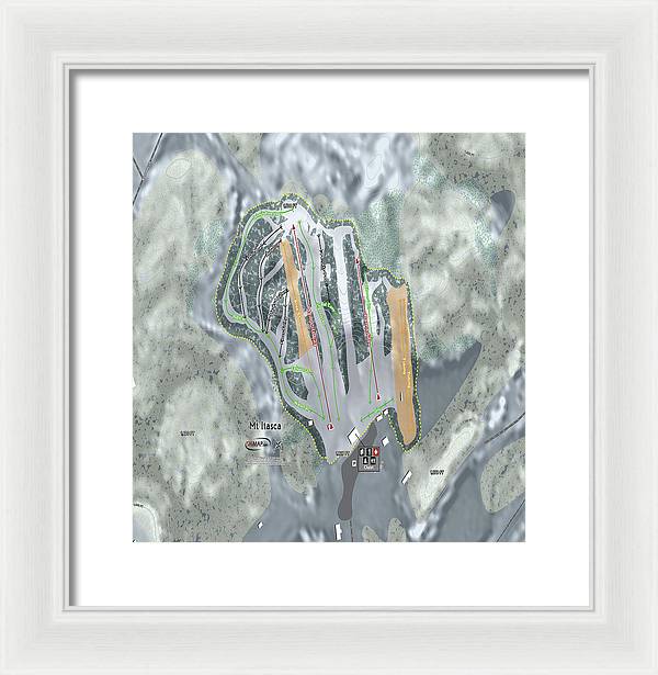 Mt Itasca Ski Trail Map - Framed Print - Powderaddicts