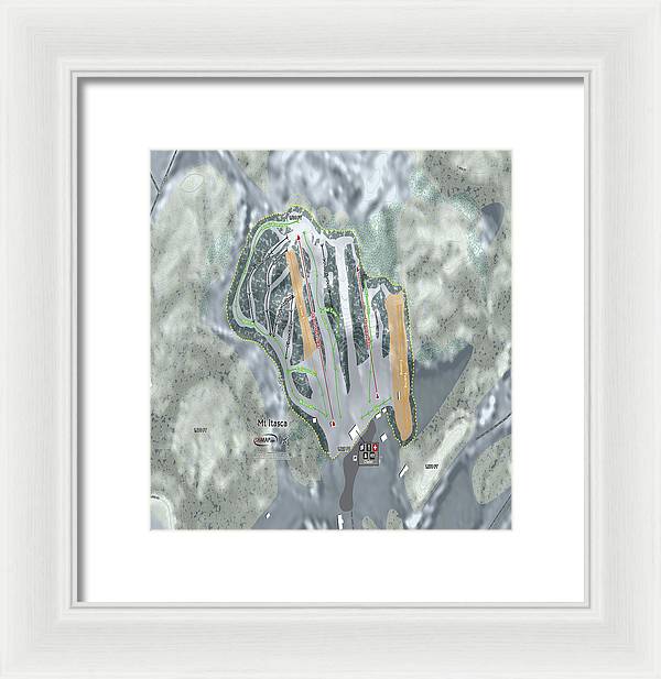 Mt Itasca Ski Trail Map - Framed Print - Powderaddicts