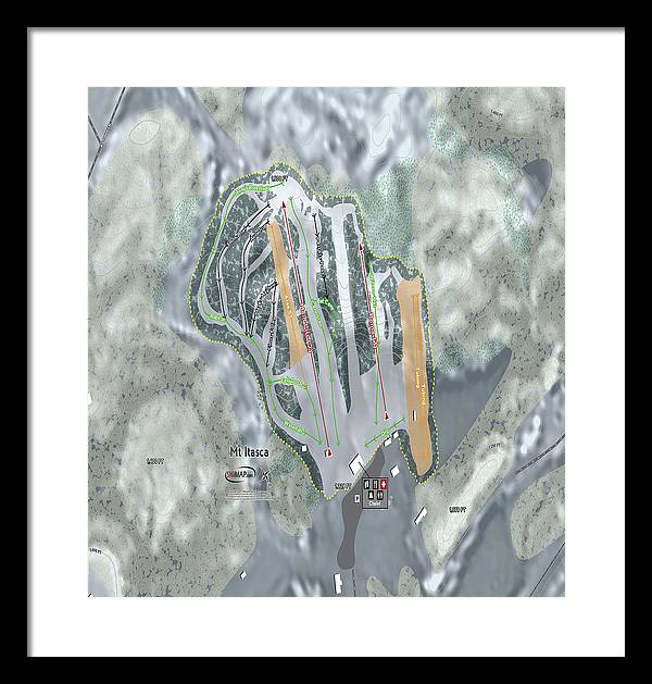 Mt Itasca Ski Trail Map - Framed Print - Powderaddicts