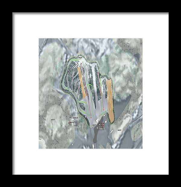 Mt Itasca Ski Trail Map - Framed Print - Powderaddicts