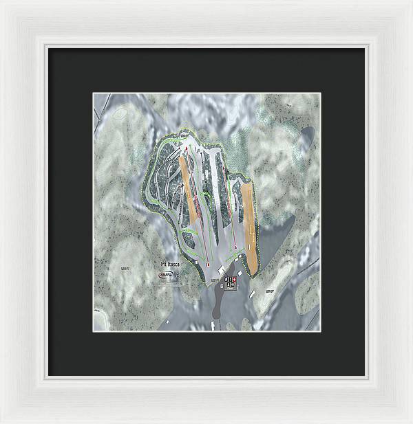 Mt Itasca Ski Trail Map - Framed Print - Powderaddicts