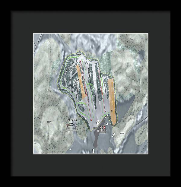 Mt Itasca Ski Trail Map - Framed Print - Powderaddicts