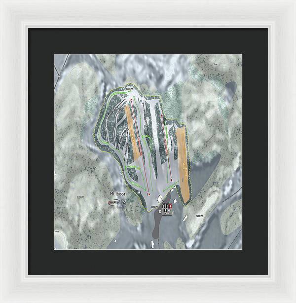 Mt Itasca Ski Trail Map - Framed Print - Powderaddicts