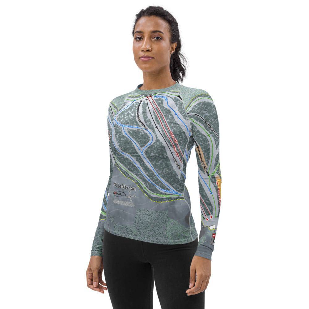 Mt Jefferson, Maine Ski Trail Map Women&#39;s Base Layer Top - Powderaddicts