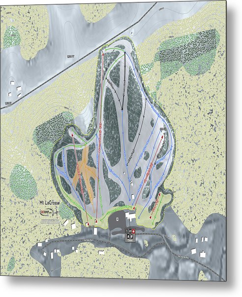 Mt LaCrosse Ski Trail Map - Metal Print - Powderaddicts