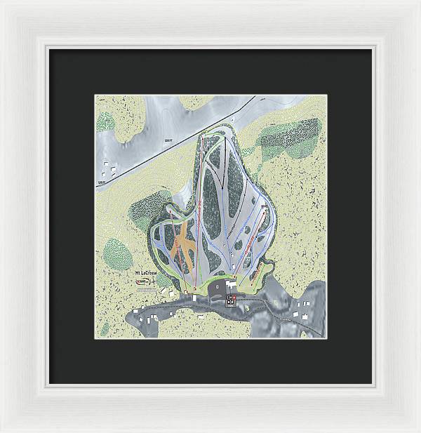 Mt LaCrosse Ski Trail Map - Framed Print - Powderaddicts