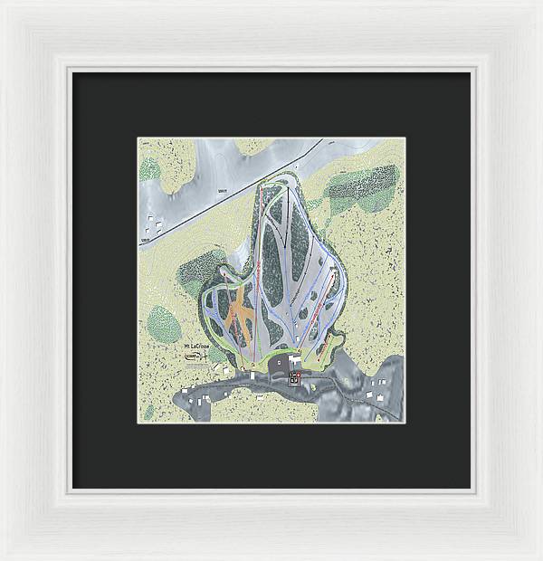 Mt LaCrosse Ski Trail Map - Framed Print - Powderaddicts