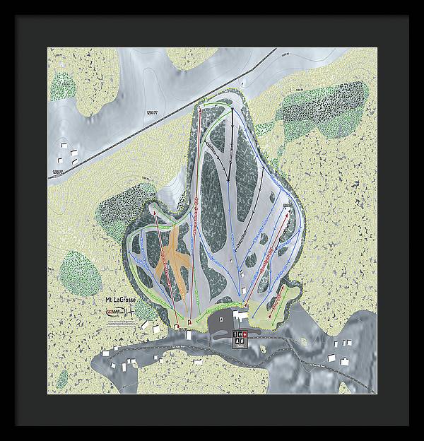 Mt LaCrosse Ski Trail Map - Framed Print - Powderaddicts