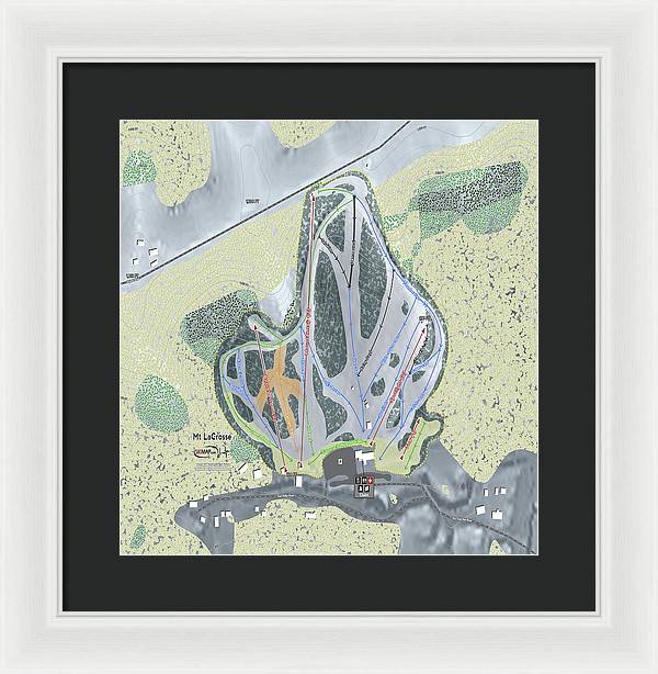 Mt LaCrosse Ski Trail Map - Framed Print - Powderaddicts