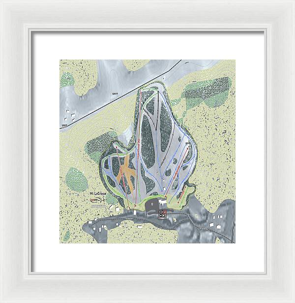 Mt LaCrosse Ski Trail Map - Framed Print - Powderaddicts