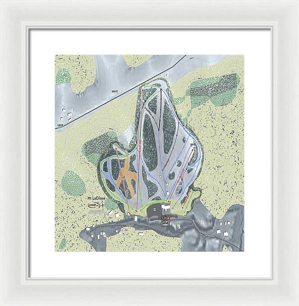 Mt LaCrosse Ski Trail Map - Framed Print - Powderaddicts
