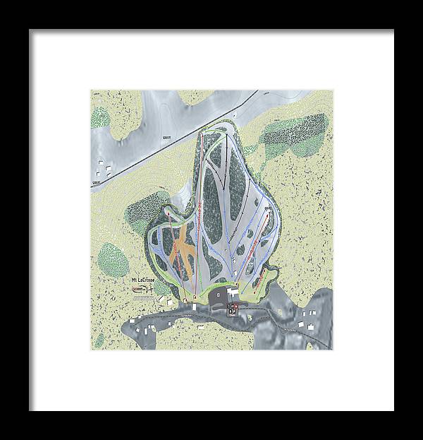 Mt LaCrosse Ski Trail Map - Framed Print - Powderaddicts