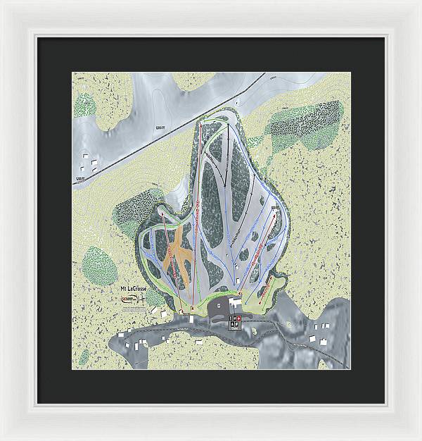 Mt LaCrosse Ski Trail Map - Framed Print - Powderaddicts