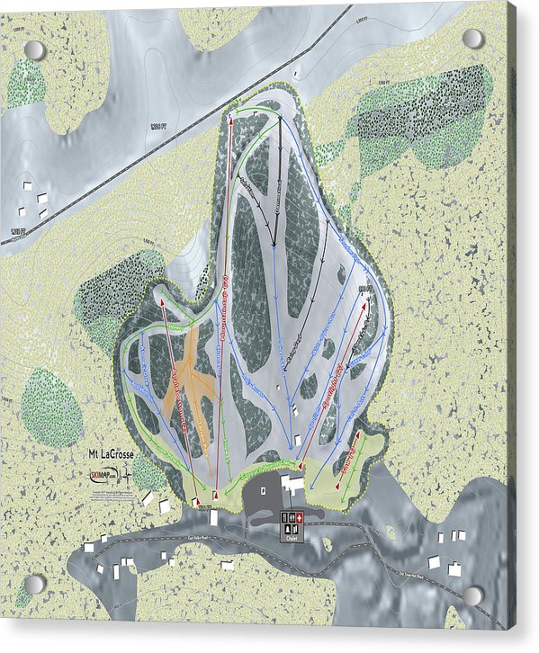 Mt LaCrosse Ski Trail Map - Acrylic Print - Powderaddicts