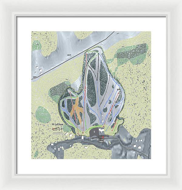 Mt LaCrosse Ski Trail Map - Framed Print - Powderaddicts