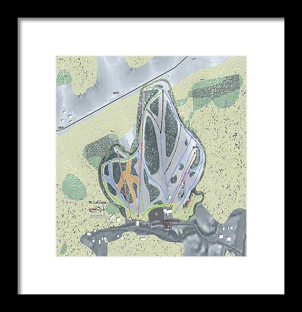 Mt LaCrosse Ski Trail Map - Framed Print - Powderaddicts
