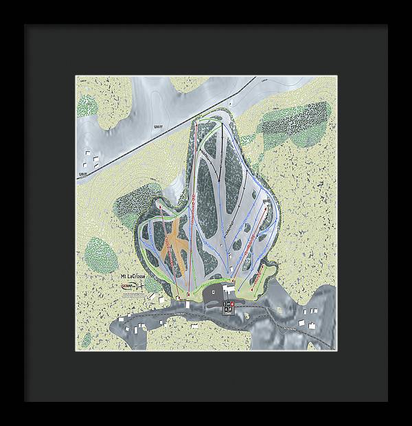 Mt LaCrosse Ski Trail Map - Framed Print - Powderaddicts