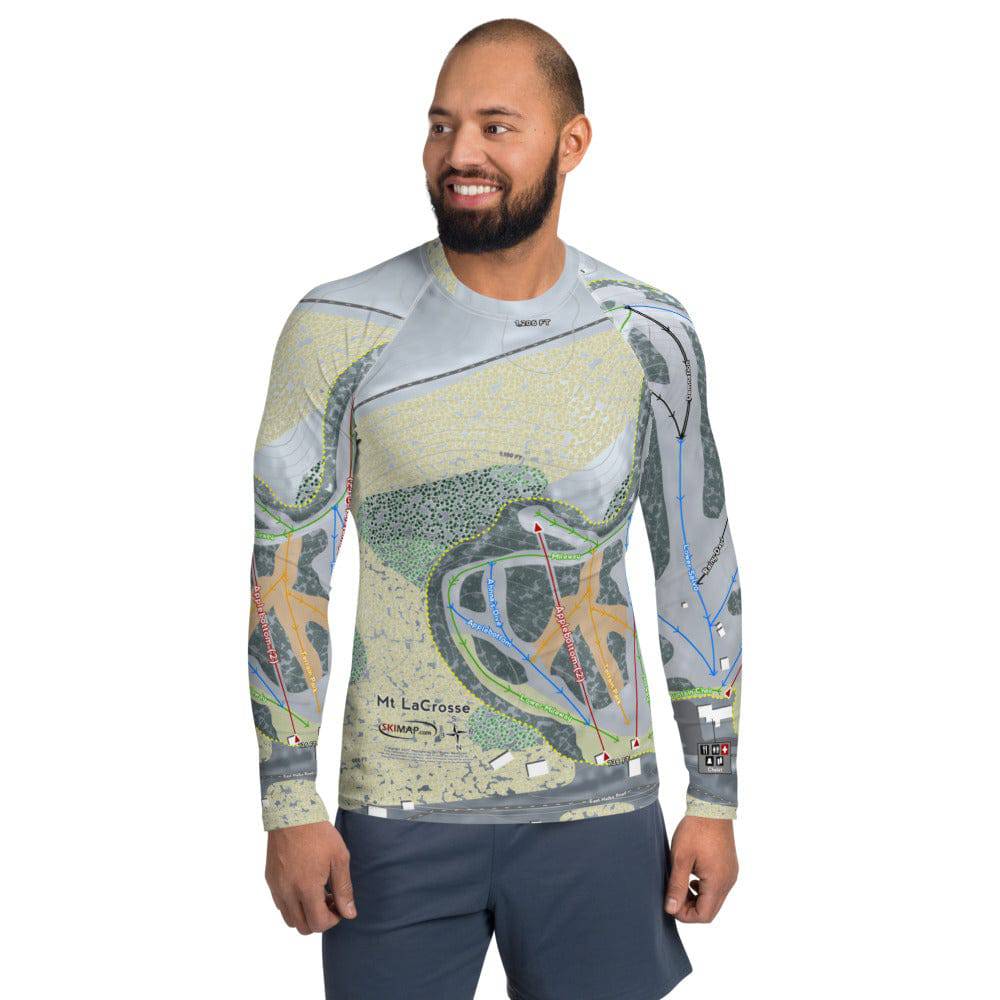 Mt LaCrosse, Wisconsin Ski Trail Map Men's Base Layer Top - Powderaddicts