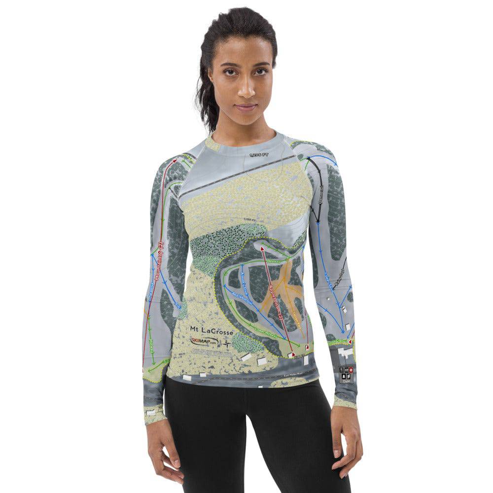 Mt LaCrosse, Wisconsin Ski Trail Map Women's Base Layer Top - Powderaddicts