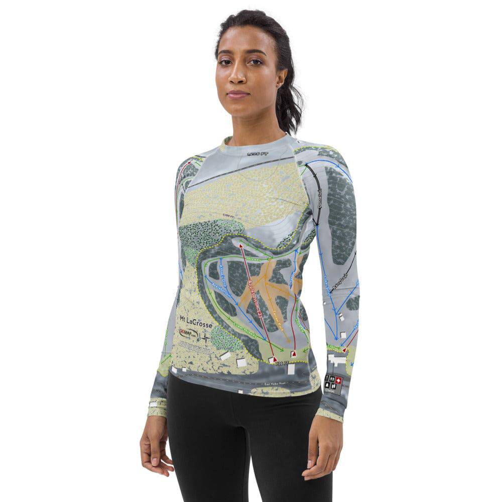 Mt LaCrosse, Wisconsin Ski Trail Map Women's Base Layer Top - Powderaddicts