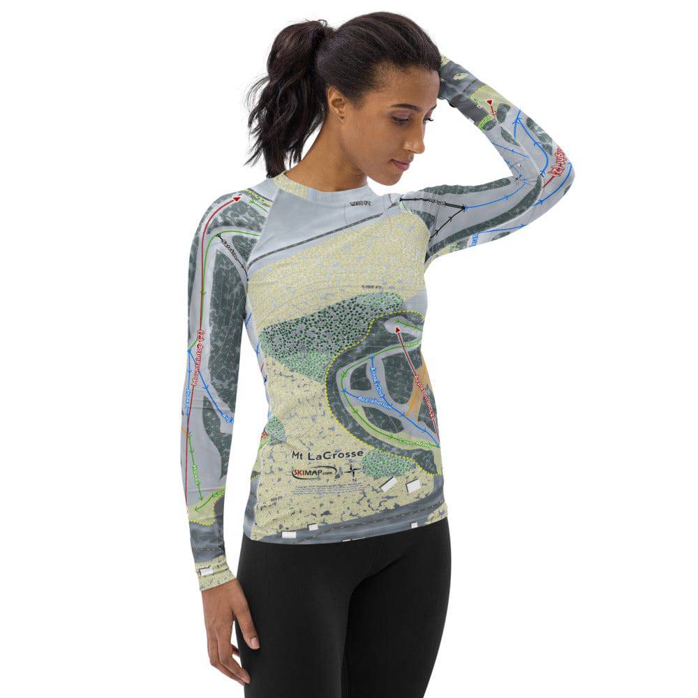 Mt LaCrosse, Wisconsin Ski Trail Map Women's Base Layer Top - Powderaddicts