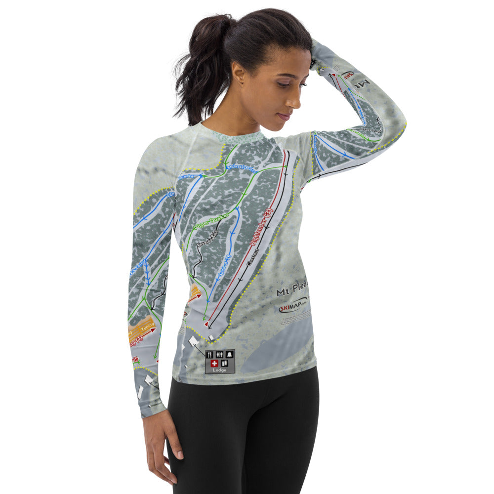 Mt Pleasant, Pennsylvania Ski Trail Map Women&#39;s Base Layer Top - Powderaddicts