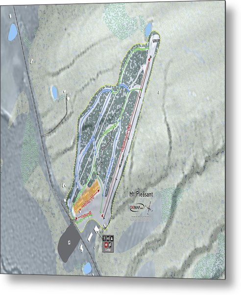Mt Pleasant Ski Trail Map - Metal Print - Powderaddicts