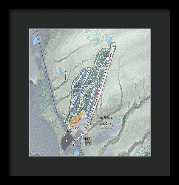 Mt Pleasant Ski Trail Map - Framed Print - Powderaddicts