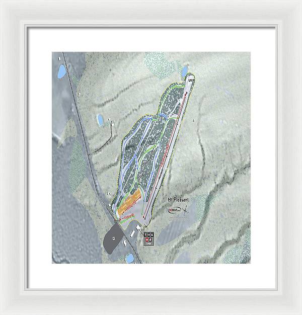 Mt Pleasant Ski Trail Map - Framed Print - Powderaddicts