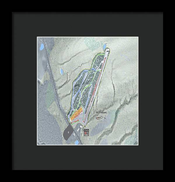 Mt Pleasant Ski Trail Map - Framed Print - Powderaddicts