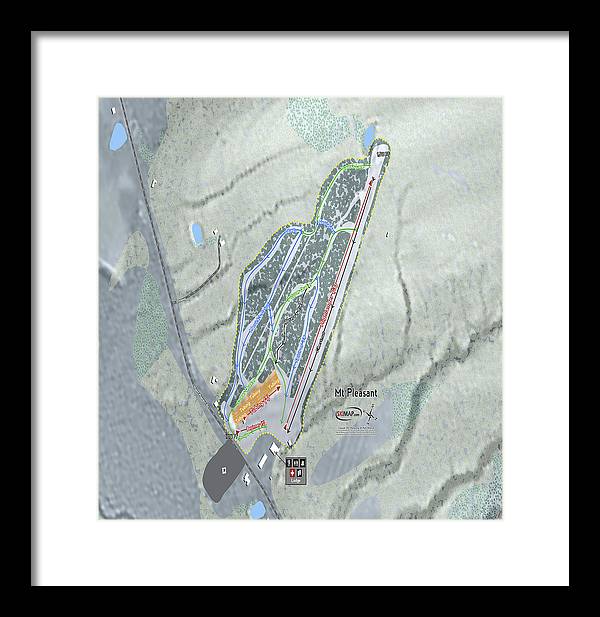 Mt Pleasant Ski Trail Map - Framed Print - Powderaddicts