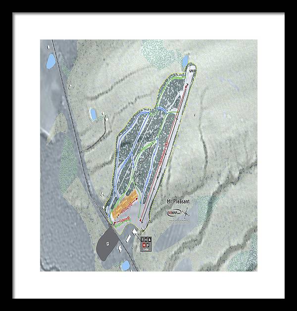 Mt Pleasant Ski Trail Map - Framed Print - Powderaddicts