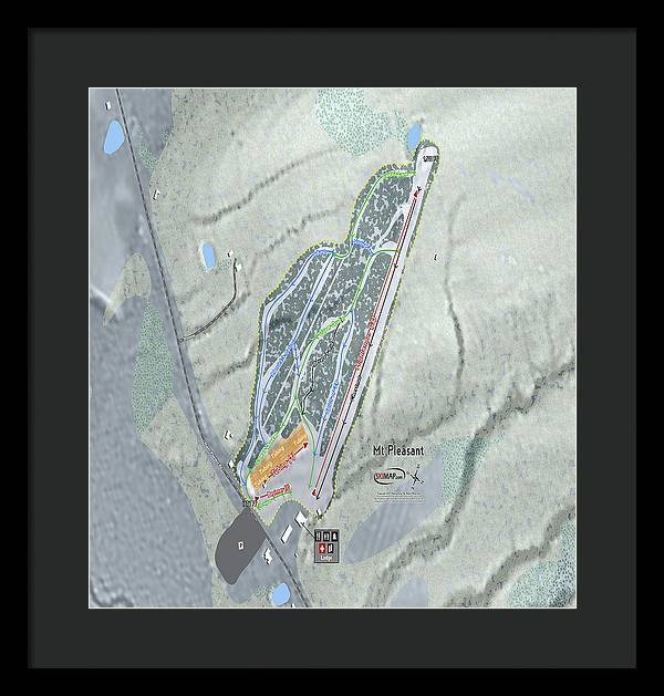 Mt Pleasant Ski Trail Map - Framed Print - Powderaddicts