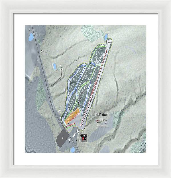 Mt Pleasant Ski Trail Map - Framed Print - Powderaddicts