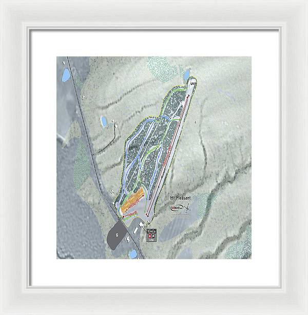 Mt Pleasant Ski Trail Map - Framed Print - Powderaddicts